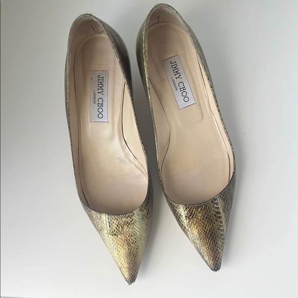 Jimmy Choo Metallic Gold Heels - Picture 1 of 5